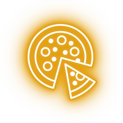 Neon yellow whole pizza icon