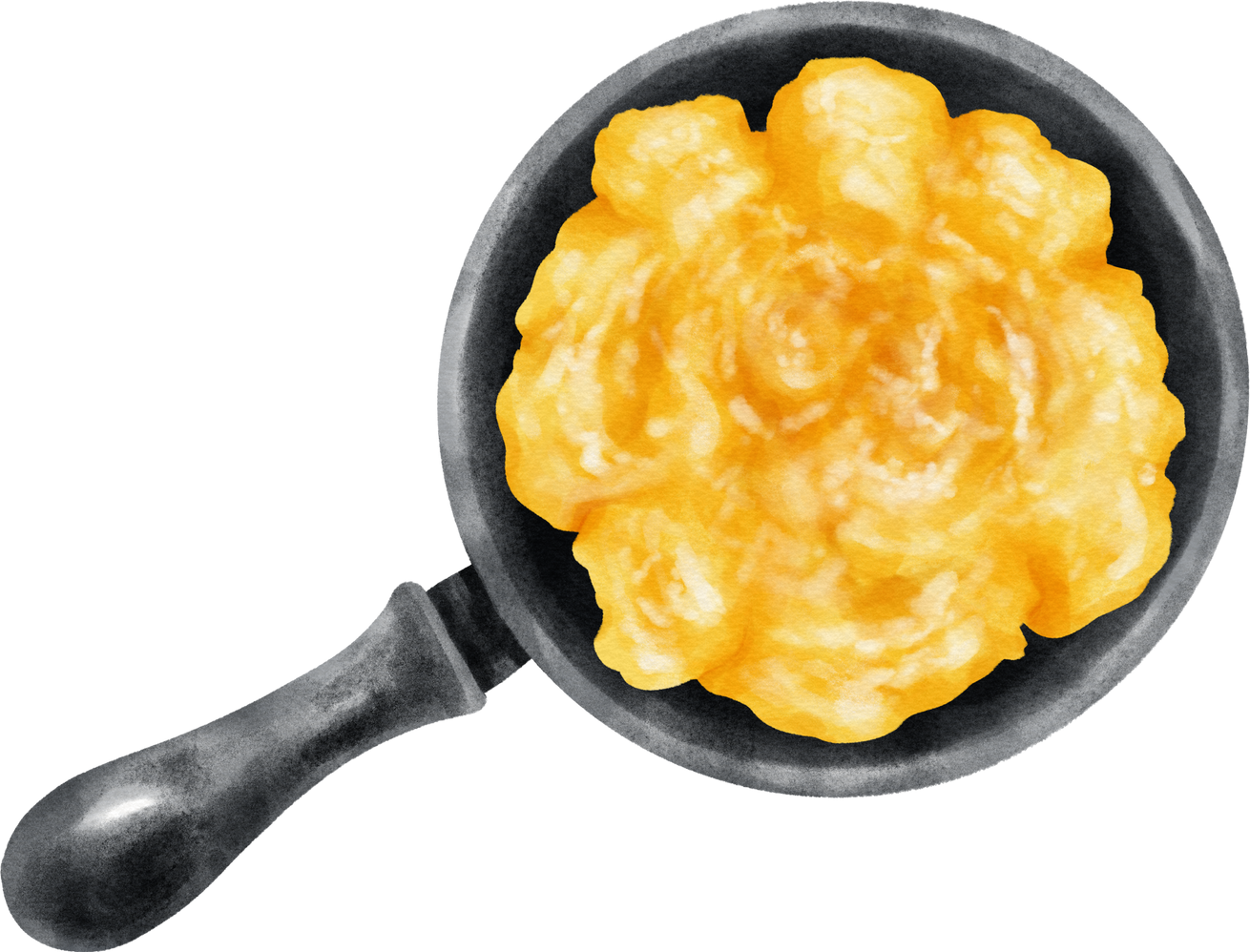 Scrambled egg on pan watercolor